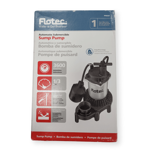 Flotec pool cover pump 3600 gph box view