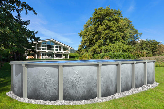 Above Ground Pool - 15' X 25' X 54" Mirage Oval Resin Frame Salt Pool w/Standard Size In-Wall Skimmer