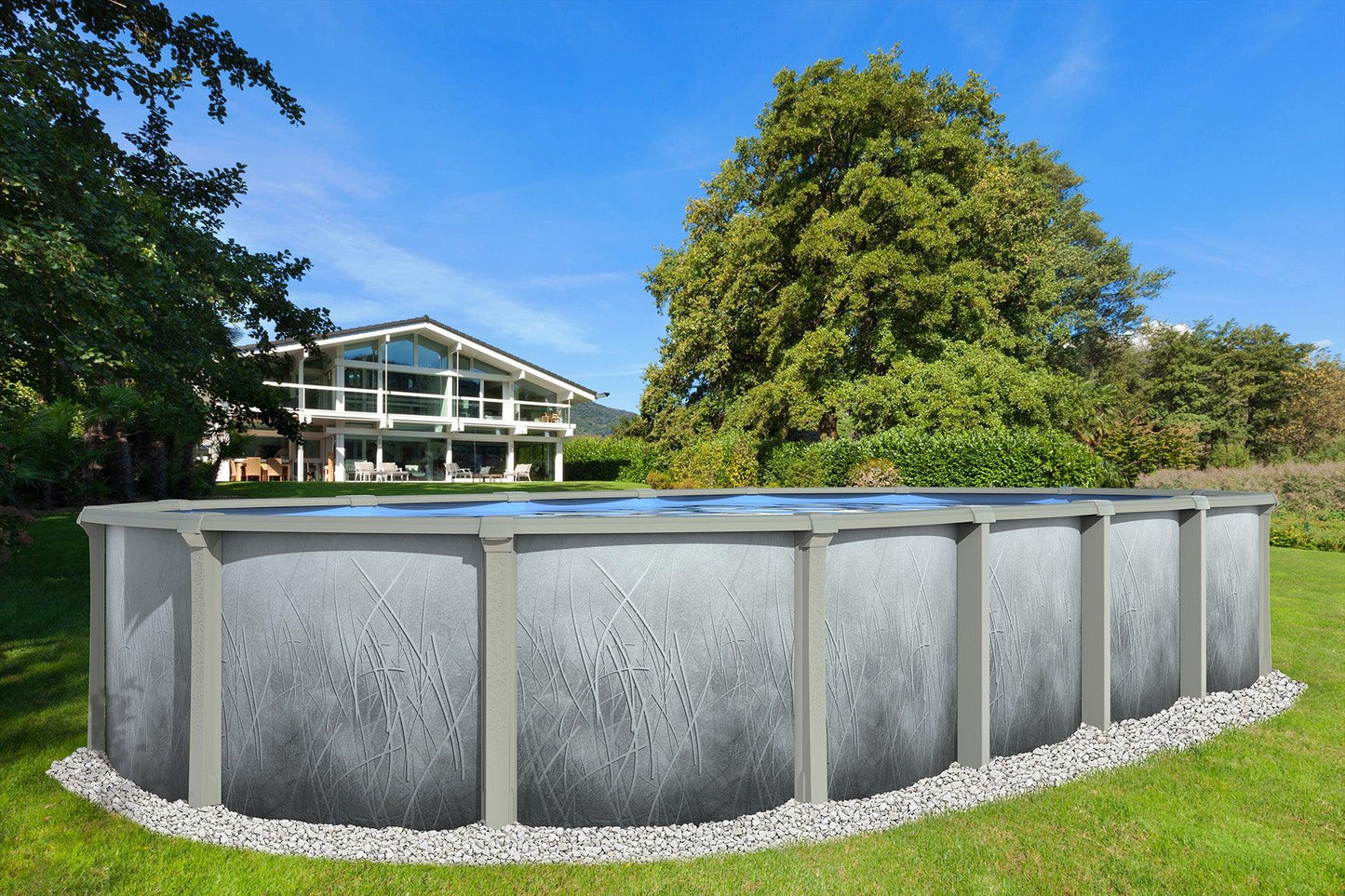 21' X 41' X 54" Mirage Oval Resin Frame Salt Pool w/Standard Size In-Wall Skimmer