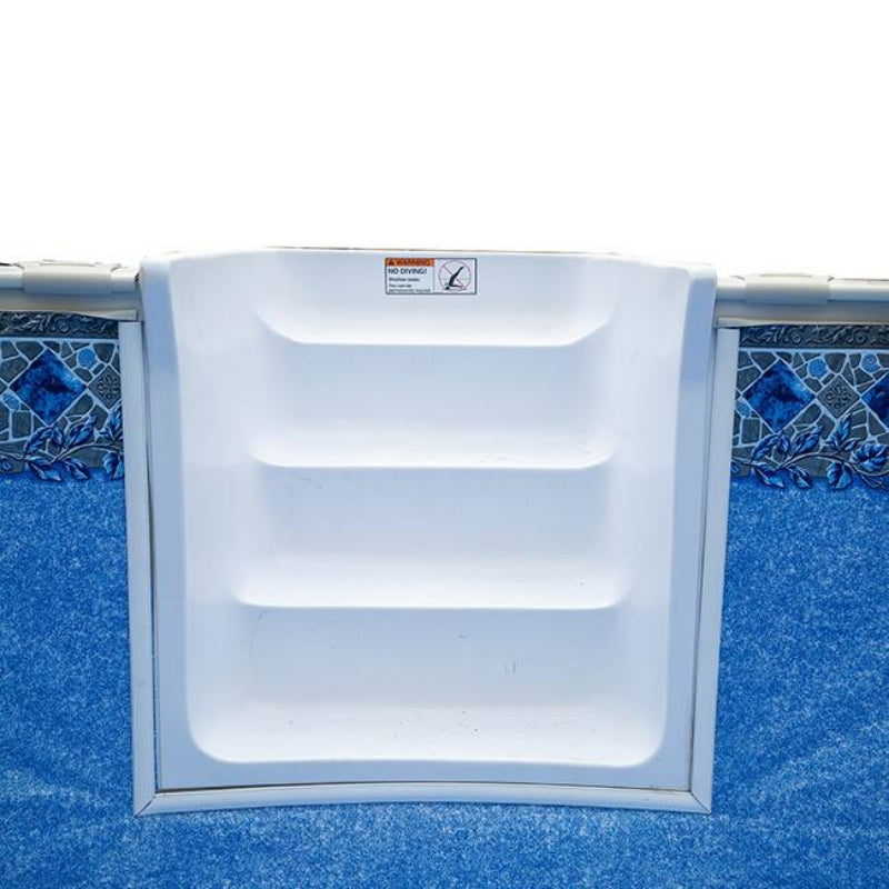 16' x 28' Oval Silver Interlude 8" Premium Resin Frame Salt Friendly Semi In-Ground Pool with In-Step & Package | 52"