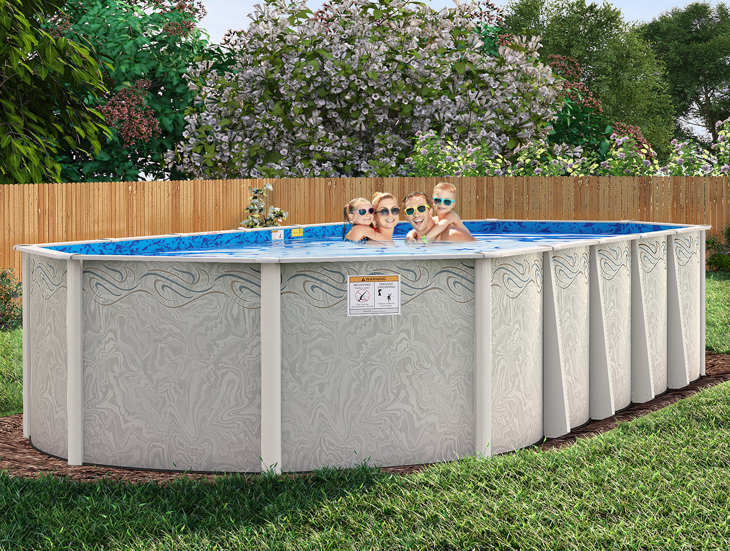 10'x 15' Oval Silver Interlude 8" Premium Resin Frame Salt Friendly Semi In-Ground Pool Package 54"