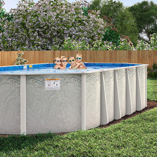 18' x 34' Silver Interlude 8" Resin Frame Oval Pool & Bundle 54"