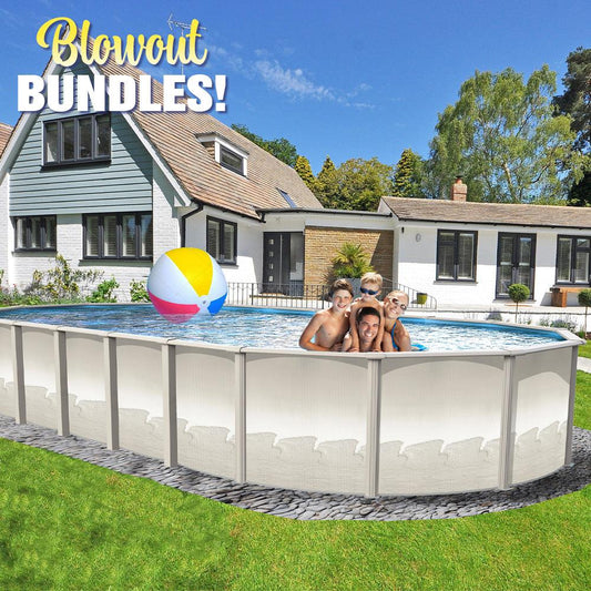 Above Ground Pool - 15' x 26' x 54" Oval RTR Resin Hybrid Pool Blowout Bundle